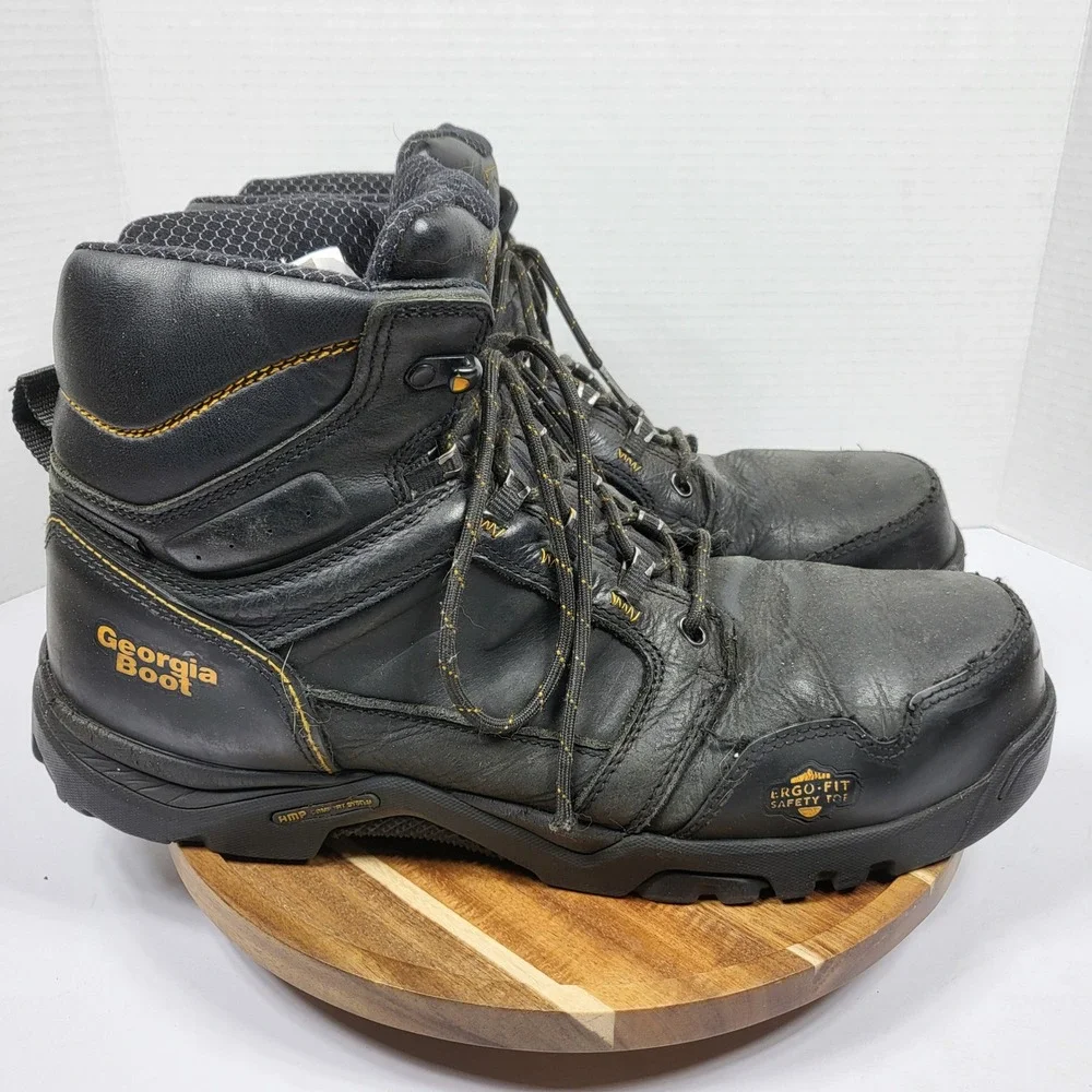 Georgia Boot Work Boot Mens 14 Black Good GB00130 Ergo-Fit Safety Toe Leather